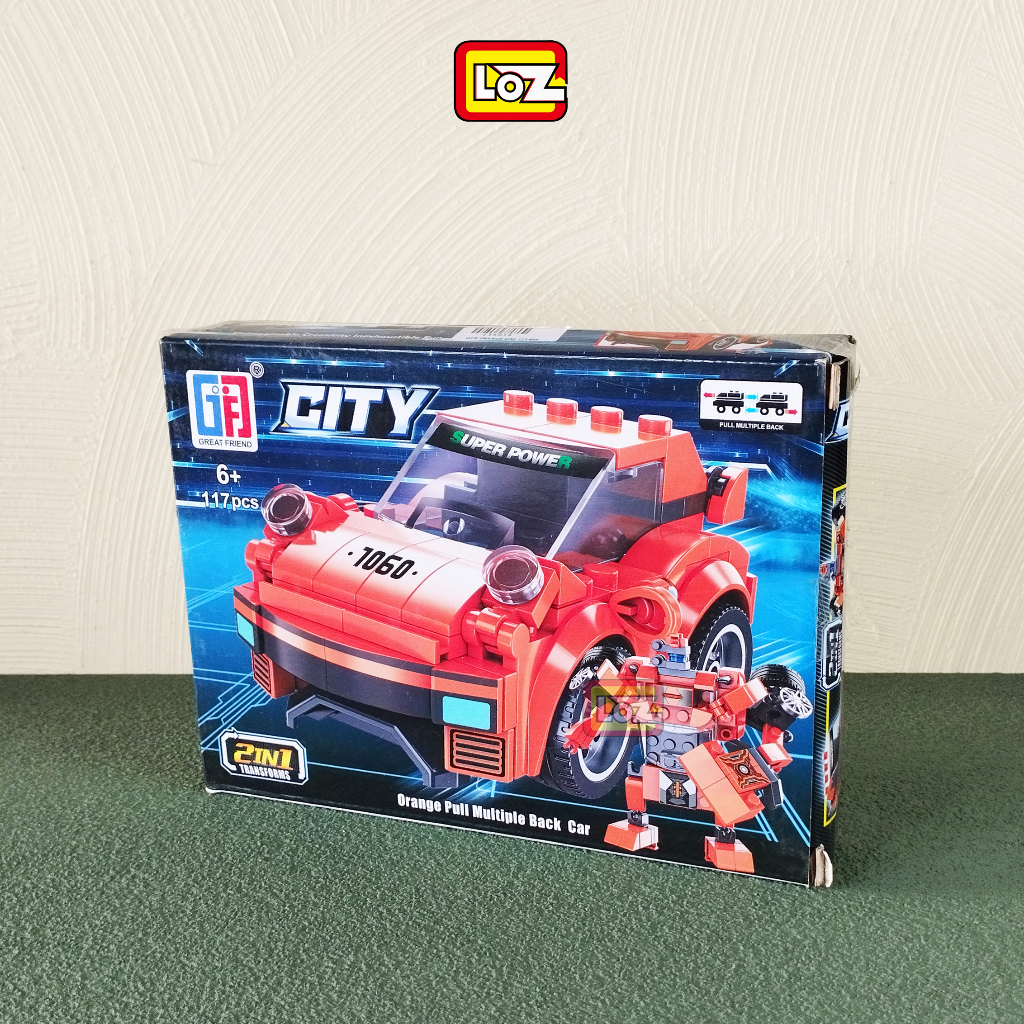 Racing Car GTR ORANGE 2IN1 / 123-456 / DIY Brick Block Mainan Balok Building