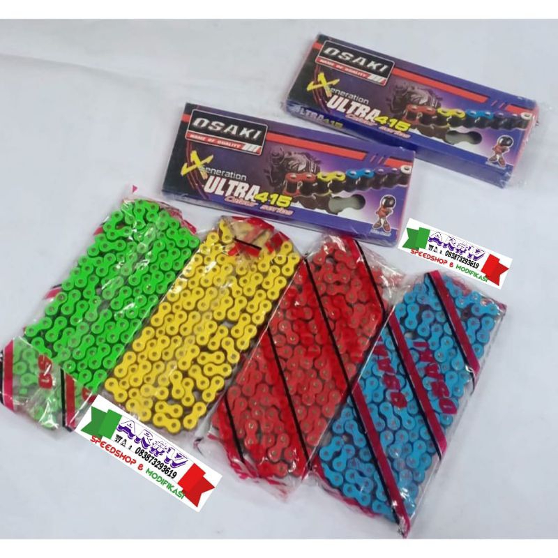 Rantai rante Racing Osaki ultra 415 L 130 428 warna merah kuning biru Hijau Ninja R SS RR ZX New Old
