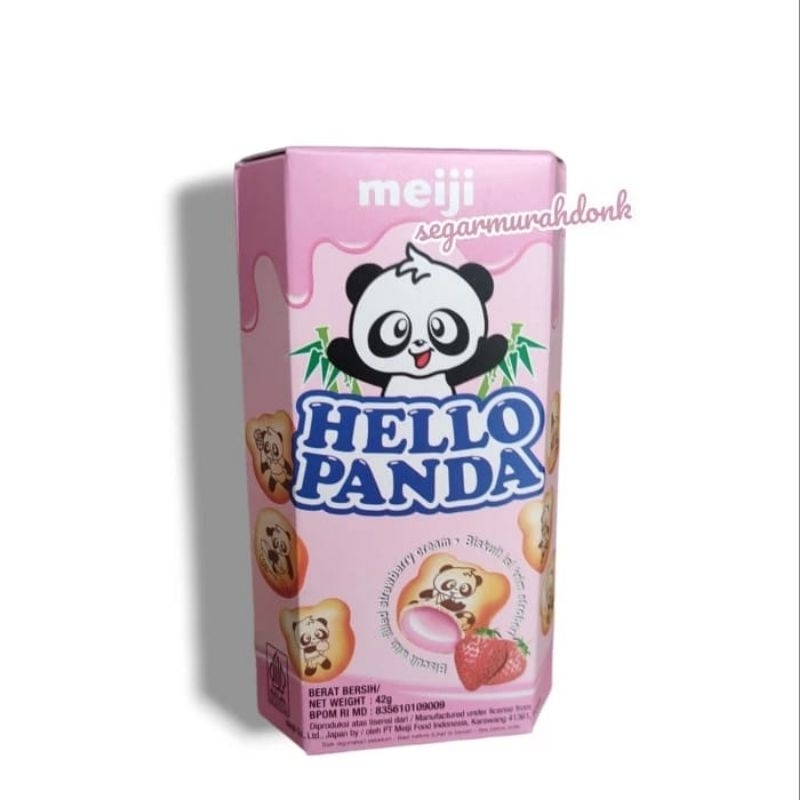 

Meiji Hello Panda 42 gram Biskuit isi krim Stroberi