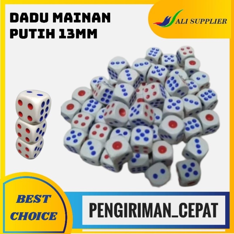 Dadu dice plastik 13mm x 13mm / Mainan Dadu / DADU MURAH / DADU PUTIH / MAINAN UNIK / MAINAN JADUL /