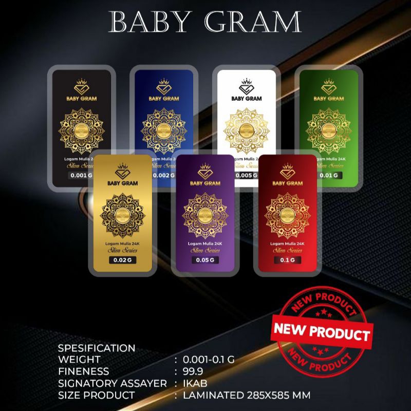 Mini Slim Baby Gram Baby Gold 0.001 0,001 Gram Emas Mini Gold Logam Mulia 24 Karat