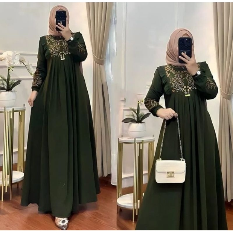 COD GAMIS BORDIR WANITA TERBARU 2023 SERIES BAJU KONDANGAN PEREMPUAN LUNARA DRES UKURAN L XL GAMIS W