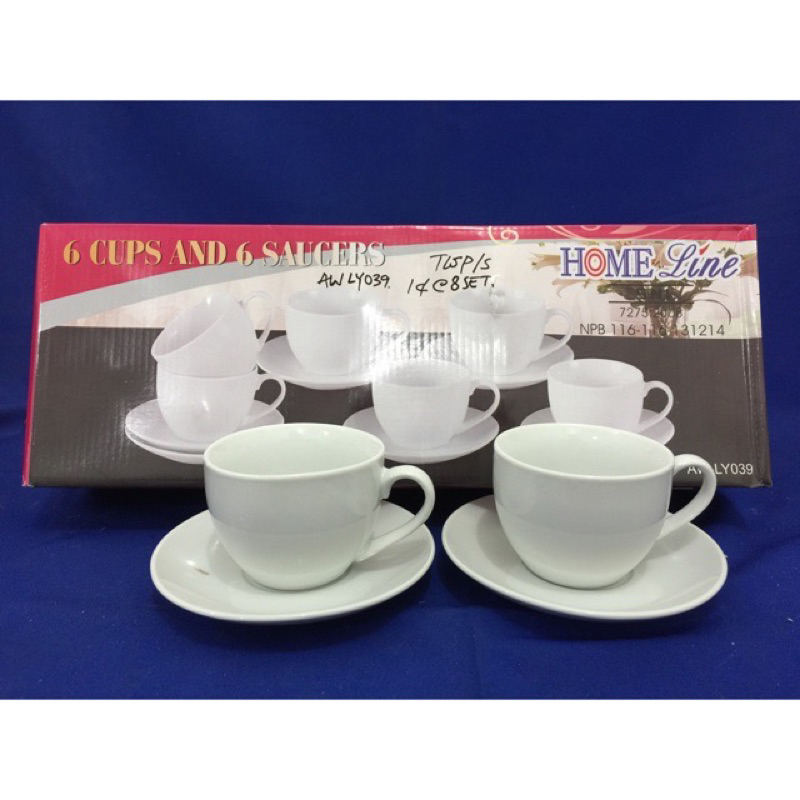 Cangkir piring set putih polos elegan homeline keramik