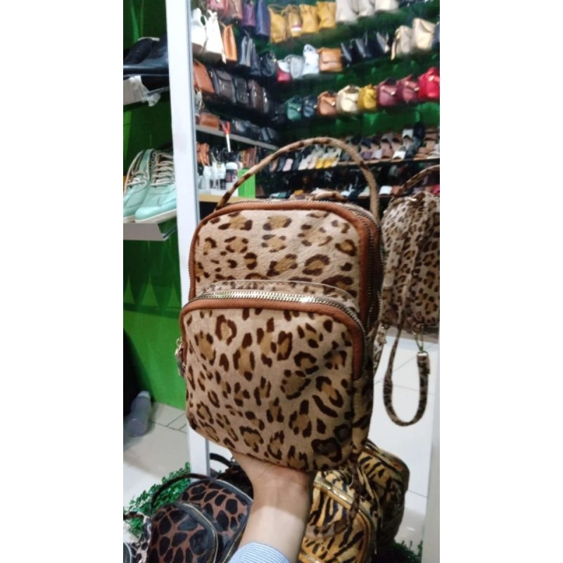 tas ransel mini motif macan leopard asli kulit termurah
