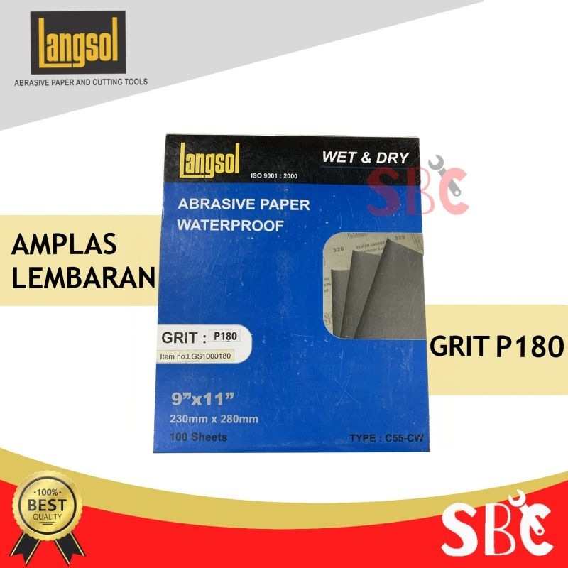 LANGSOL Amplas Duco Waterproof Lembaran Kertas Halus Kasar Grit 180
