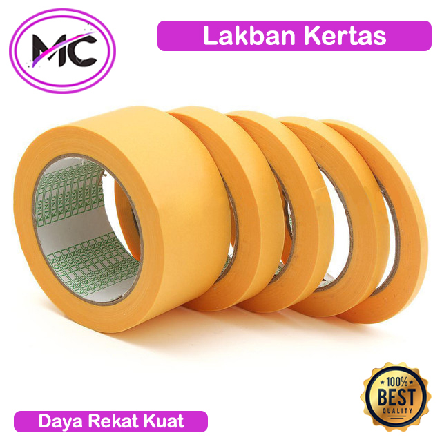 Lakban Kertas 1/2 inch 1 inch 2 inch Masking Tape Perekat Selotip Serbaguna Pembatas Cat Keperluan Otomotif