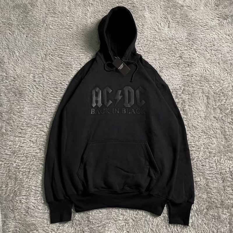 Sweatshirt Hoodie ACDC Black In Black Sablon Hitam dom Premium High Quality Distro Hoodie Casual ful