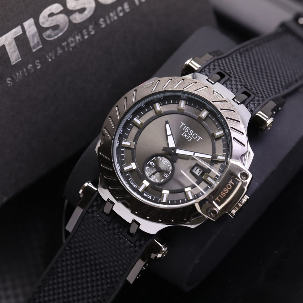 JAM TANGAN PRIA T1-550T FASHION RUBBER CHRONO FREE BOX & TANGGAL ON HB-00876 - COD BAYAR TEMPAT