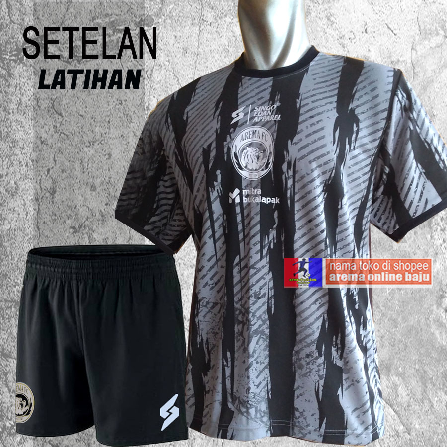 SETELAN JERSEY AREMA LATIHAN 2023 - 2024 ABU-ABU HITAM aremafashion online baju