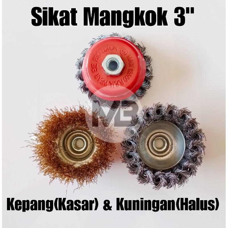 Sikat Mangkok Kawat 3" Inch I Sikat Mangkok Kuningan Halus dan Kepang Kasar