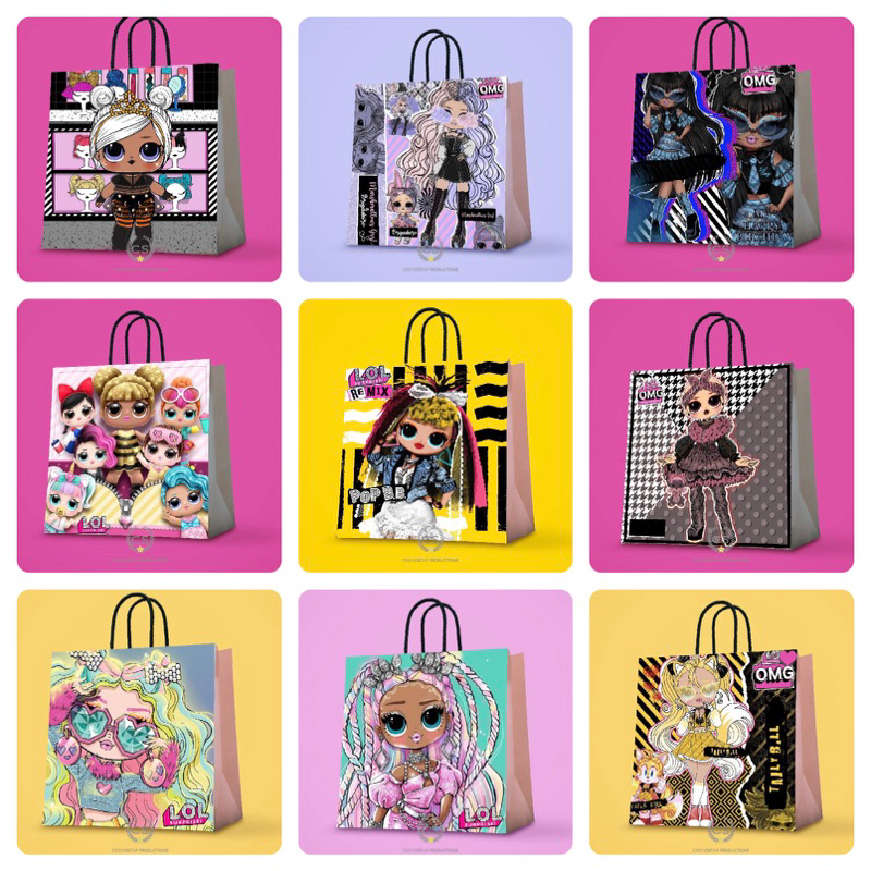 

Paperbag Custom LOL doll Cheviostar Goodie Bag Ulang Tahun Anak Hampers Birthday Tas Kado