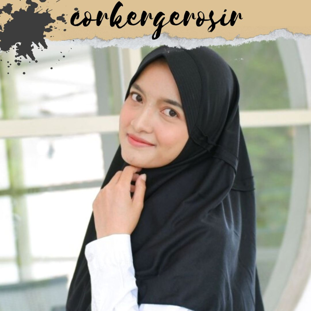BEST SELLER|VILORA JILBAB SEKOLAH HITAM|NEW WARNA KERUDUNG JILBAB SEKOLAH VILORA - Hitam, MLXLXXL