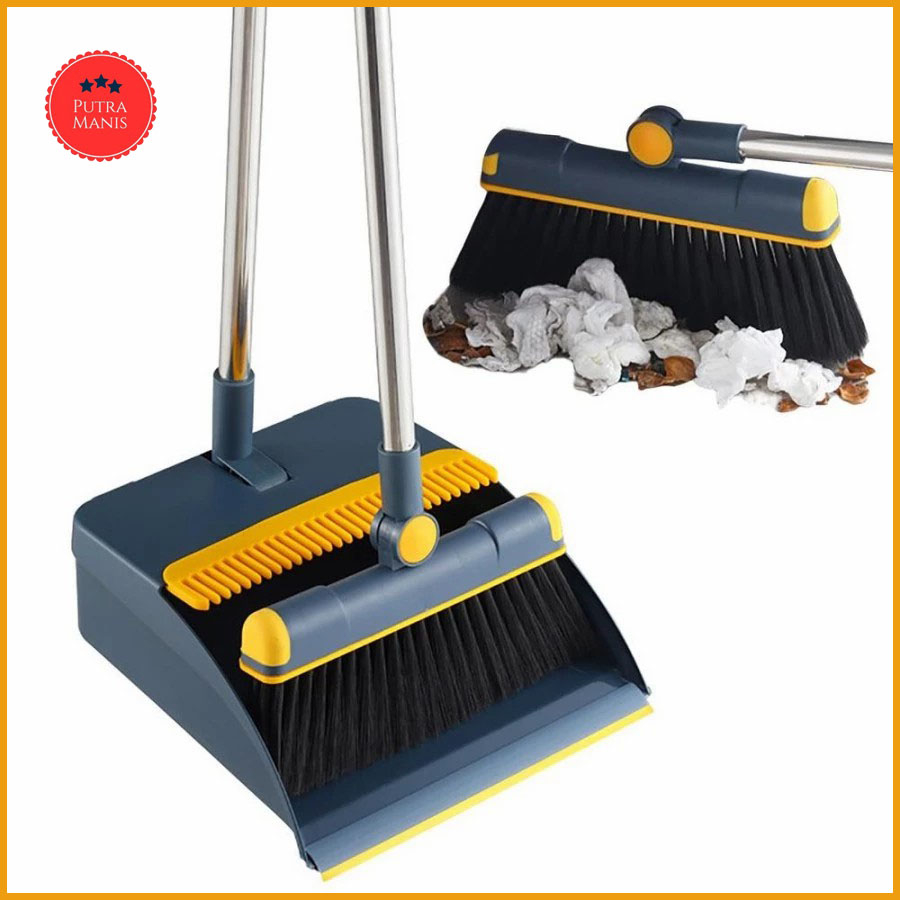 Set Sapu Pengki Sisir Sekop tekuk Lipat Broom Set Dustpan Stainless peki serok skop sekop serokan ci