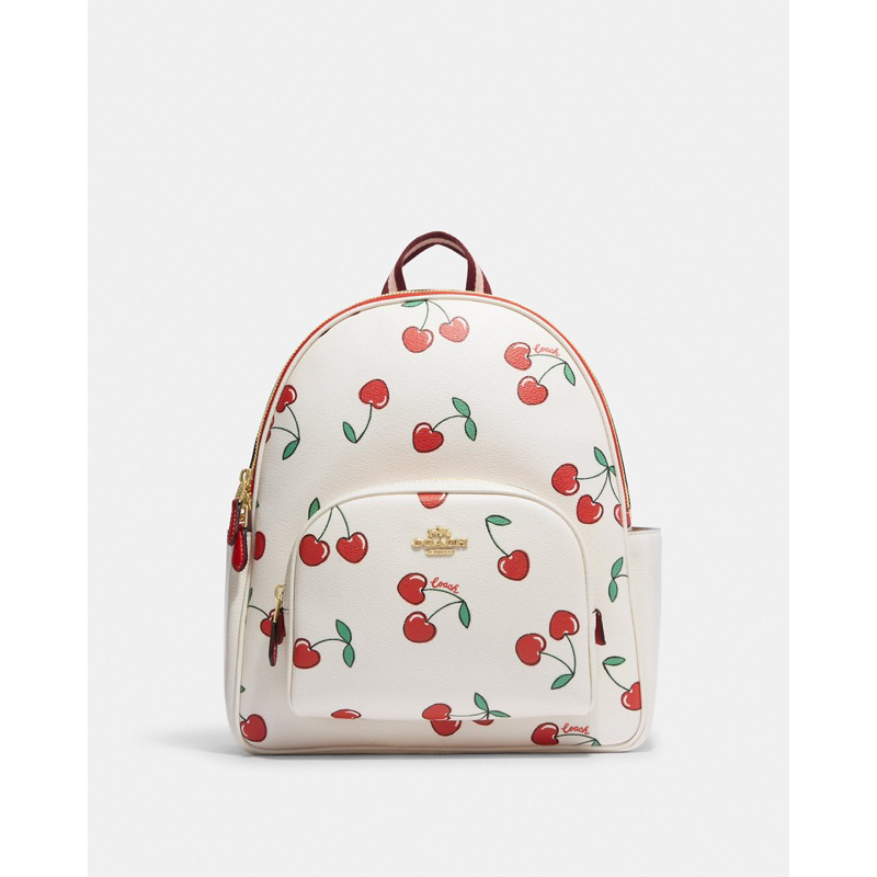 Coach Court Backpack With Heart Cherry Print (CE 628)