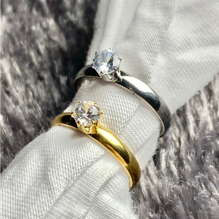 Cincin Batu Permata Lapis Emas Titanium Wanita Cincin Lapis Emas Termurah Cincin Cewek Permata Murah