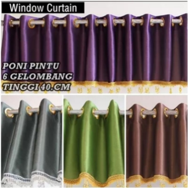 Gorden Jendela Minimalis Model Poni Renda Atas Pintu / Kupu Tarung Blackout Import Tebal