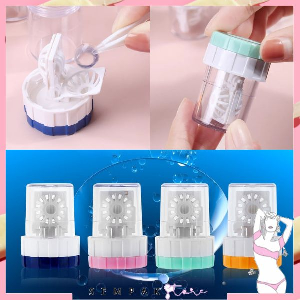 SS Alat Pencuci Softlens Manual Steamer Soflens Portable Washer Manual Rotation Myopia Contact Lens Cleaning Wadah Pembersih Kontak Lensa Import