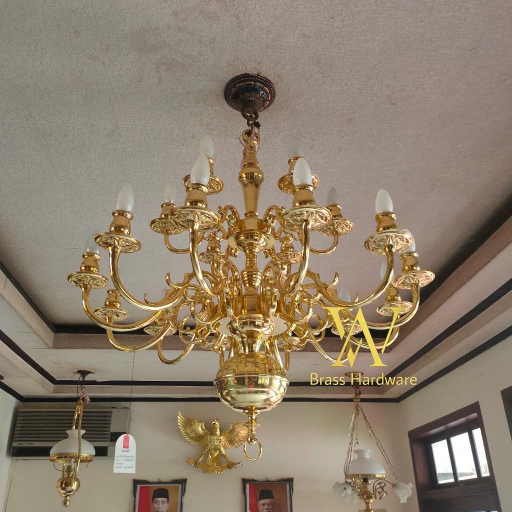Lampu Gantung Ruang Tamu Klasik Kuningan Cabang Besar 1 pcs