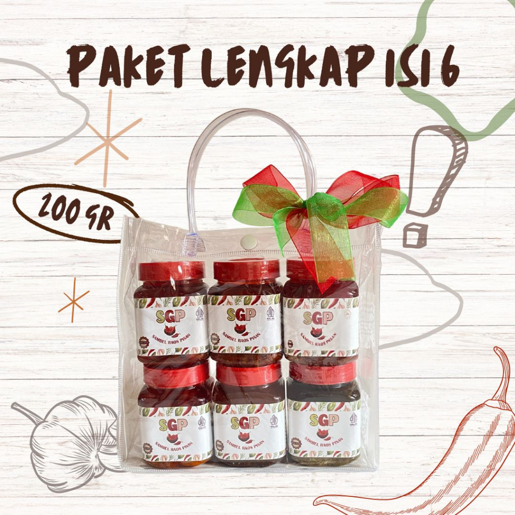 

[ISI 6] PAKET LENGKAP / HAMPERS / GIFT / KADO KEMASAN 200GR