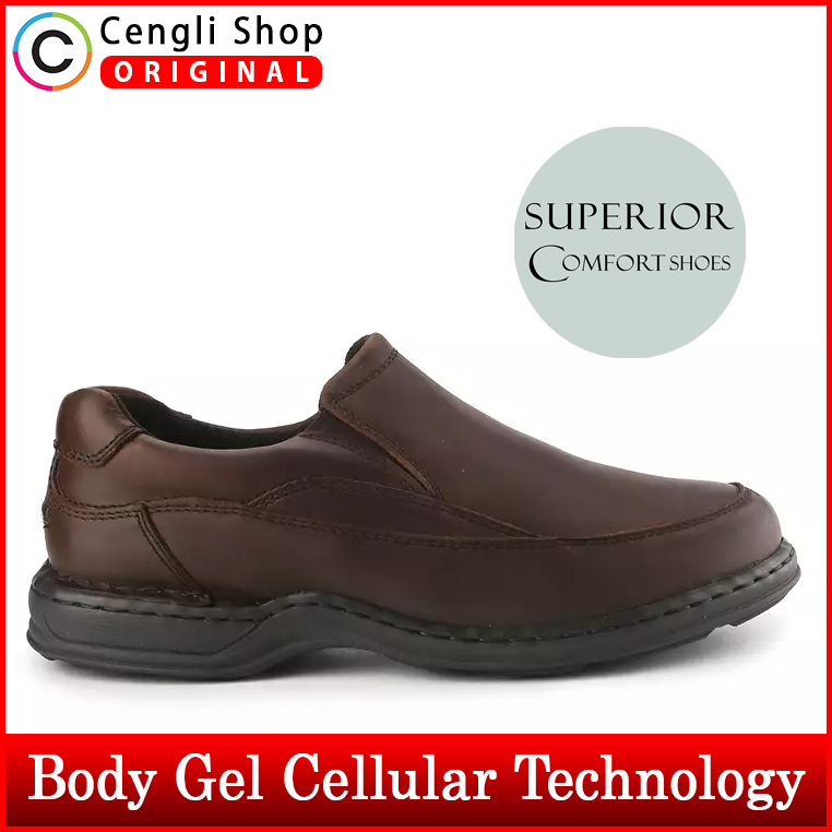 HM020 HUSH PUPPIES SEPATU SLIP ON PRIA ORIGINAL KULIT ASLI ORI EMPUK COKLAT BROWN