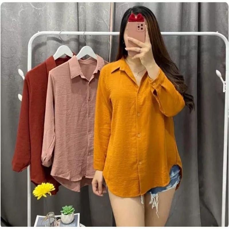 kemeja cewek kekinian // baju kemeja lengan panjang