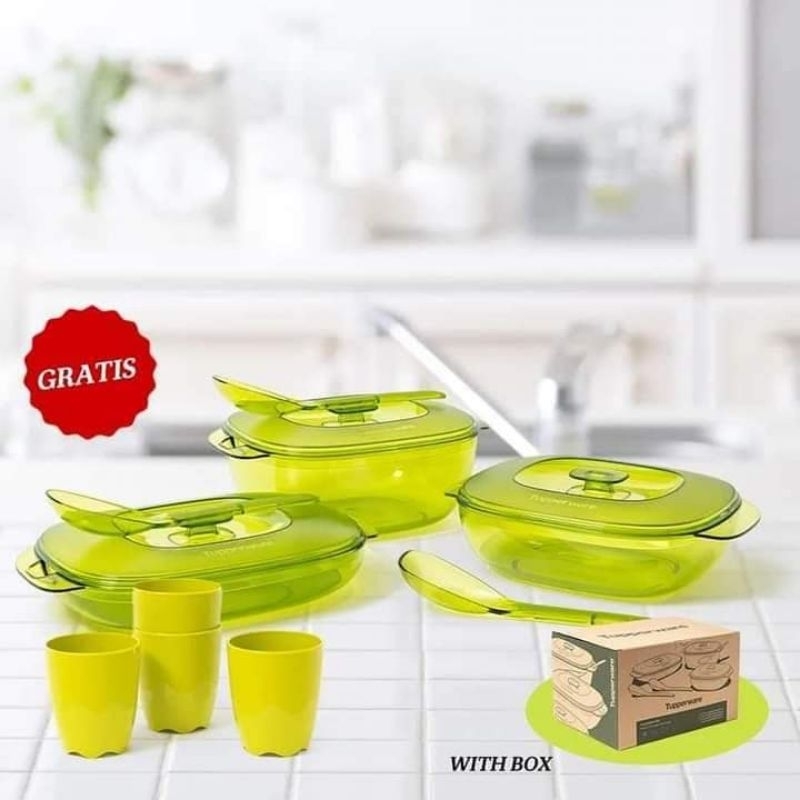 crystaline set green tupperware