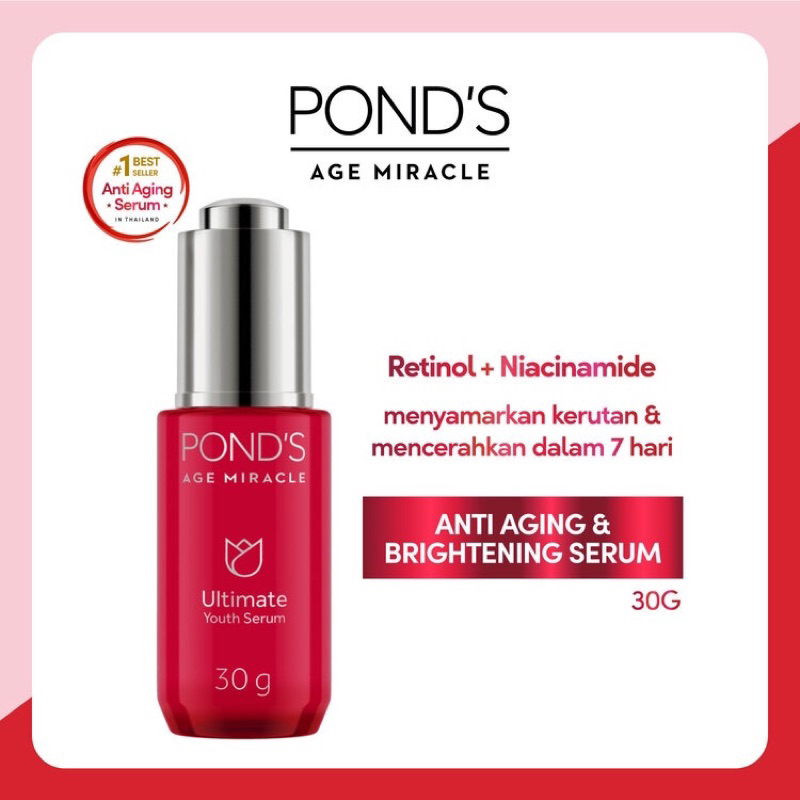 Ponds Serum Wajah Anti Aging+Glowing Serum With Retinol&Niacinamide