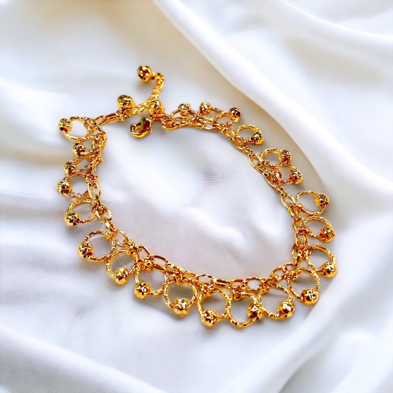 Gelang kaki wanita // gelang kaki // gelang kaki lapis emas motif bunga// replika emas