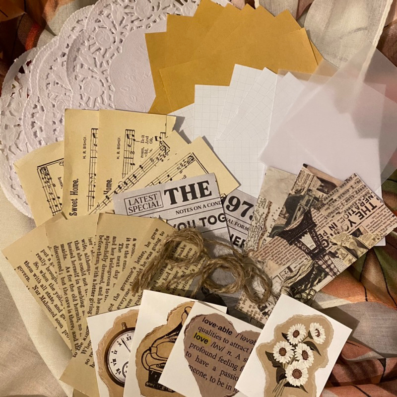 

44pcs JOURNAL KIT SCRAPBOOK VINTAGE TERMURAH dekorasi scrapbook notebook diy deco aesthetic vintage