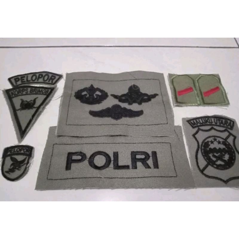 bordir polri ijo badge polri patch BET BORDIR LOGO LAMBANG KORPS BRIMOB HIJAU