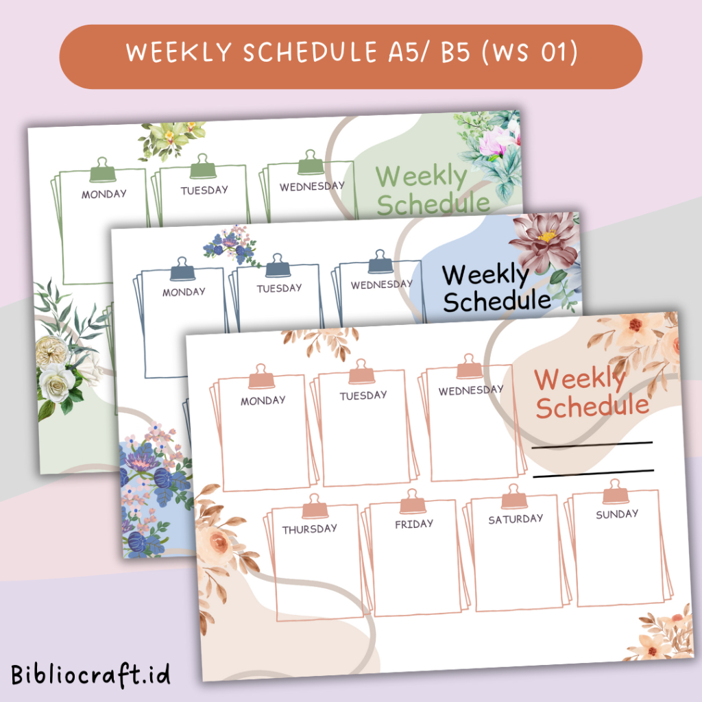 

[WS 01] Loose Leaf Weekly Planner/To Do List/ Weekly Schedule - Refill Binder A5 / B5 | 20 holes | 20 Lubang | 26 Holes | 26 Lubang - 20 Lembar