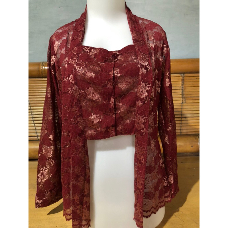 Kebaya Brokat Maroon berkilau Kebaya Bali Kebaya ngayah Kebaya kondangan Kebaya Murah Kebaya Vintage