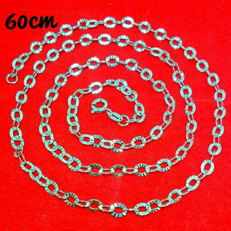 Kalung Perak Cowok 925 Lapis Emas Putih - Kalung Silver Pria 925 Rante Nori Ukir