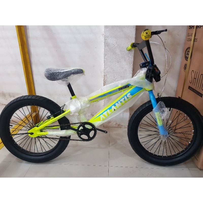 Sepeda BMX 20 inch ATLANTIS ( BAN JUMBO 3.0 ) ( KUNING / HIJAU STABILO )