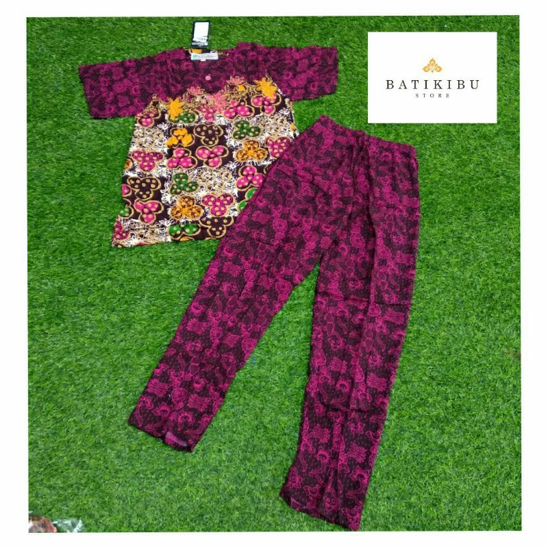 Setelan Celana Panjang Lengan Pendek Cap Sekar Mekar Batik Unggul Jaya Standar (M)
