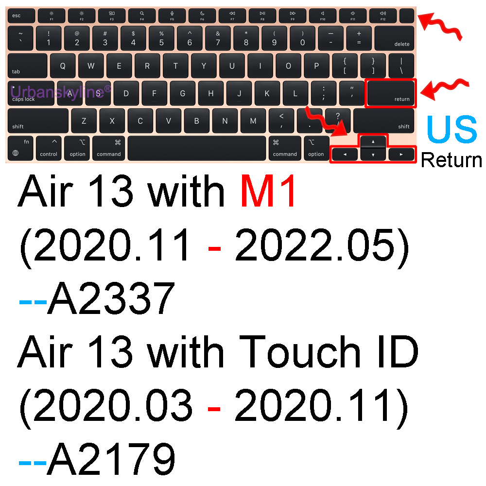 Pelindung Keyboard Silikon MacBook Air 13 Inch A2337 A2179 US - U13 - Black