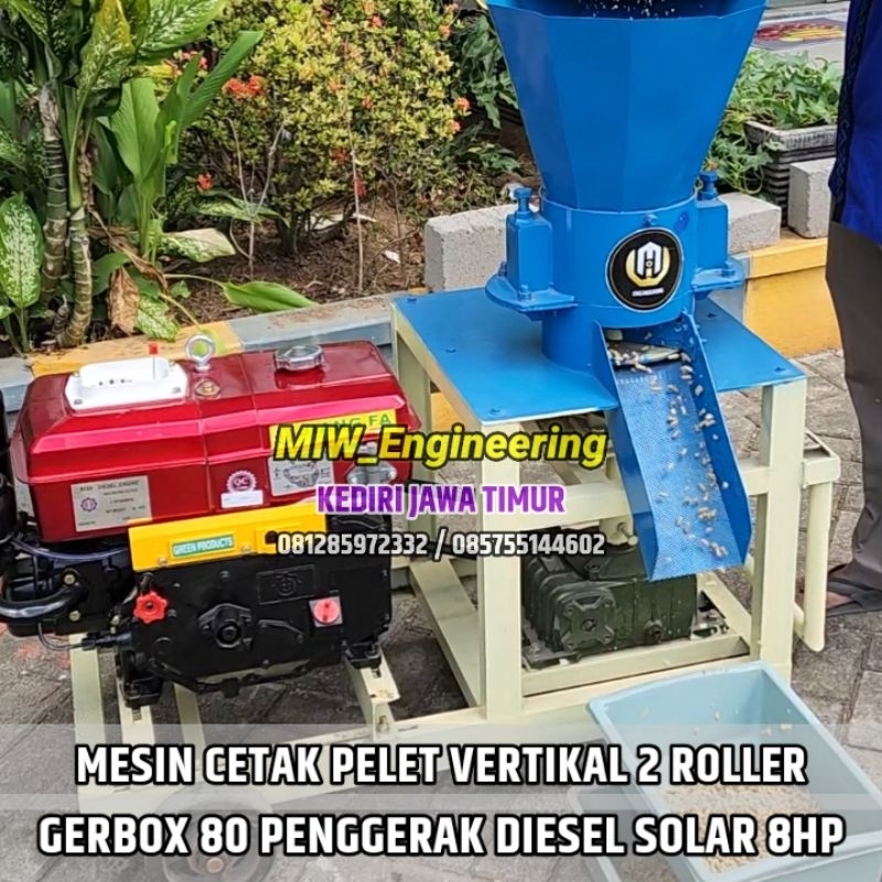 Mesin Cetak Pelet Vertikal 2 Roller Diesel Solar 8HP - Mesin Pencetak Pelet Vertikal Pakan Ternak Ay