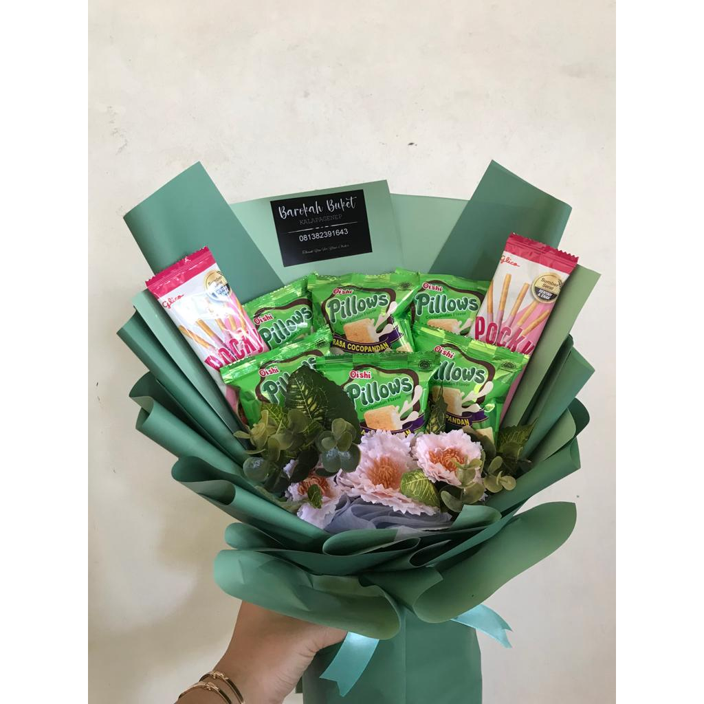 

[COD] BUKET SNACK MURAH/MAKANAN BUKET SNACK MIX BUNGA 5 PILLOWS 2 POCKY