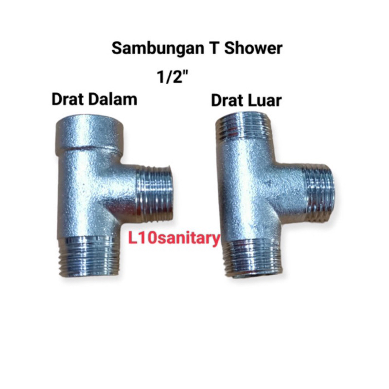 Nepel TEE Stainless Sambungan Drat Dalam Drat Luar 1/2” / SAMBUNGAN Nepel T SHOWER Drat Dalam Drat L