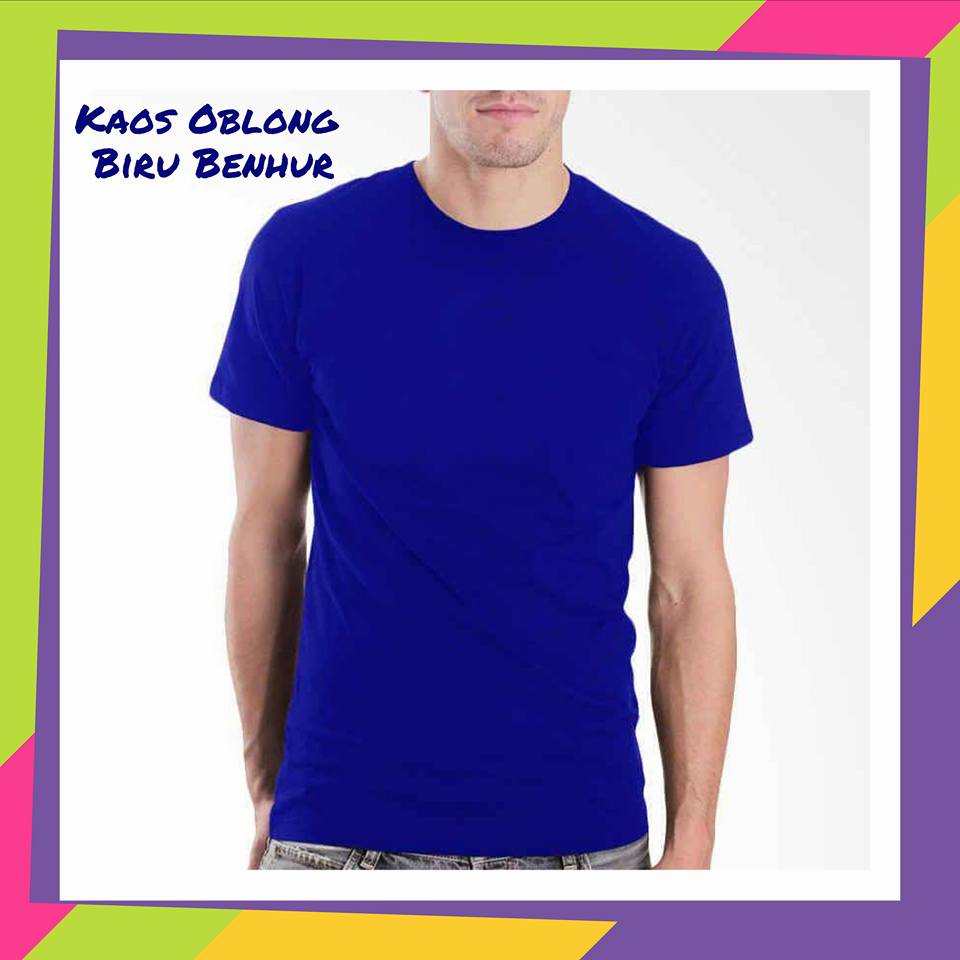 Kaos Polos Semi Katun Allsize warna Biru Benhur - Kaos Polos Remaja - Kaos Polos Murah - Kaos Polos 