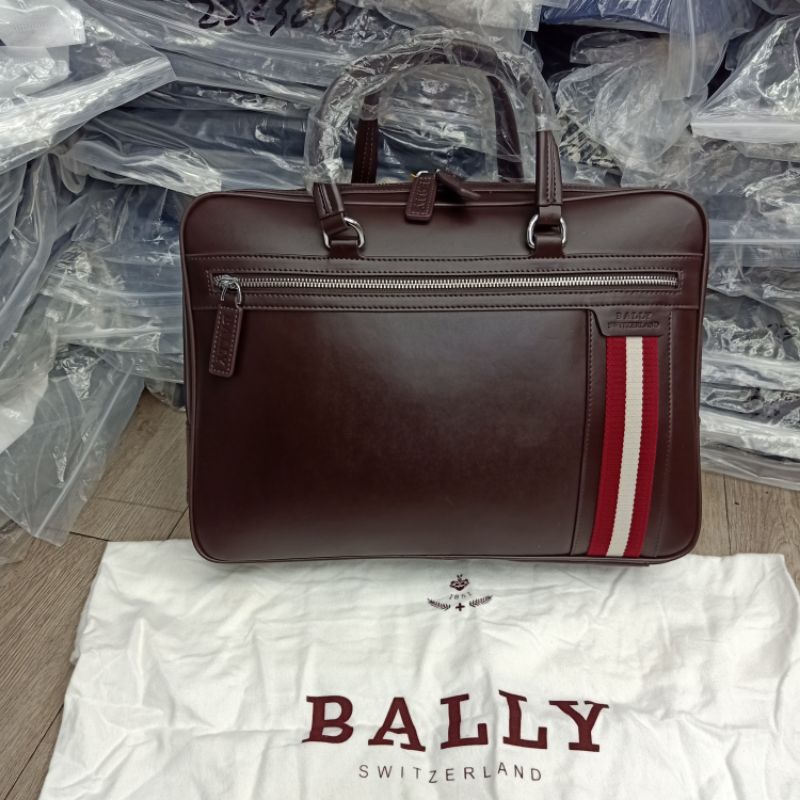 Tas Kantor Bally Leather Brown Tas Kerja Tas Laptop Kulit Import