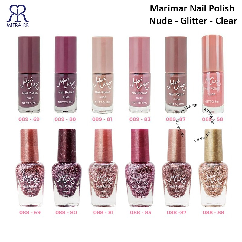 Marimar Nail Polish Nude &amp; Gliter | Cat Kuku Warna Nude Dengan Gliter