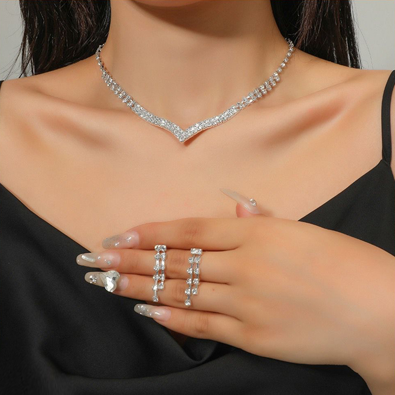 Perhiasan Pesta kalung Dan Anting 1 Set Untuk Pesta