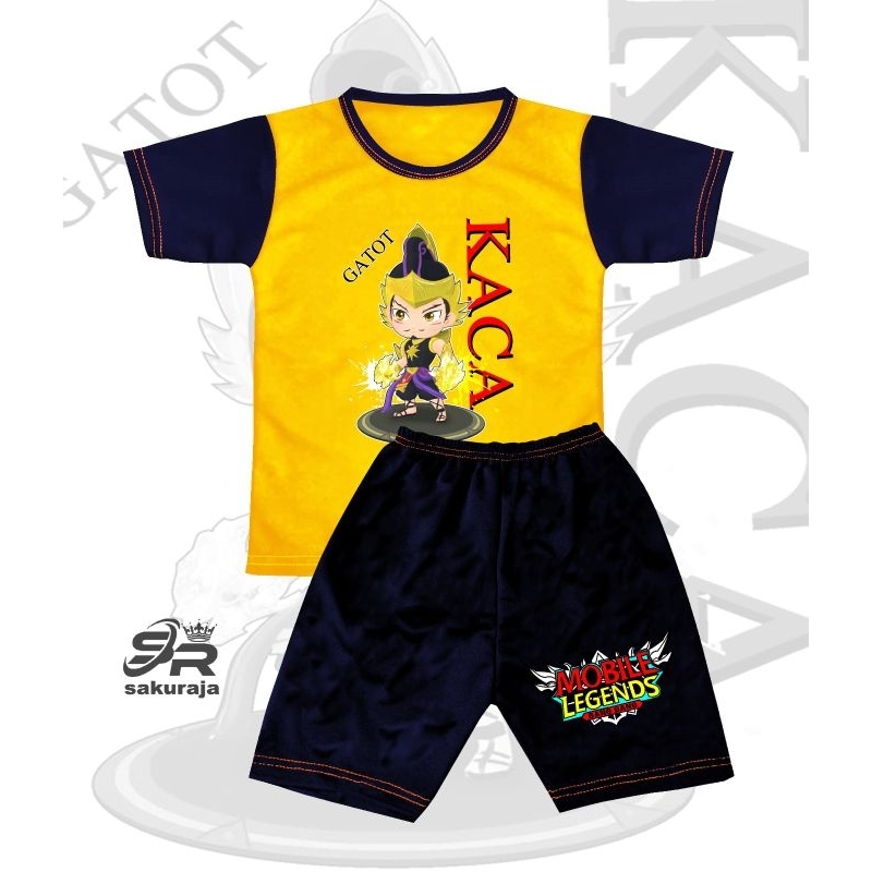 setelan baju anak Lengan pendek karakter ML Gatot kaca/umur 2-8 tahun