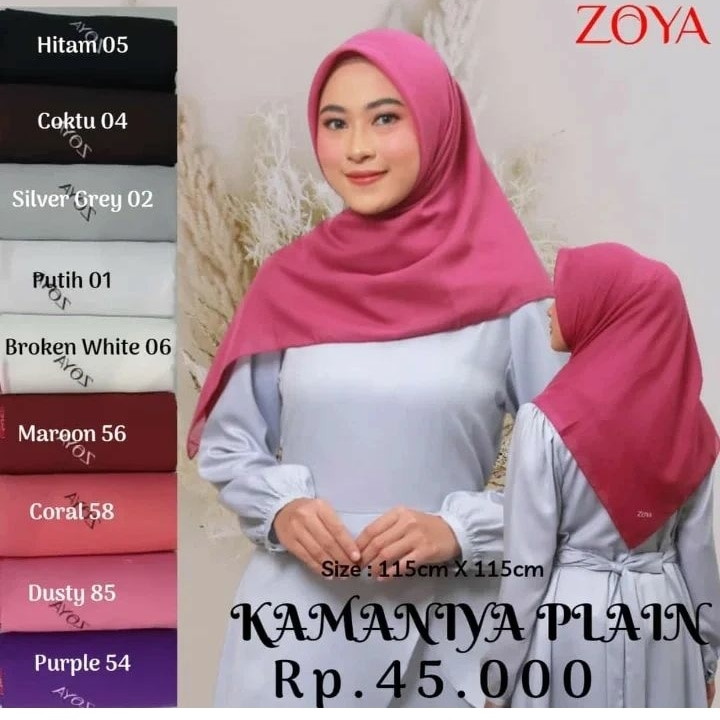ZOYA KAMANIYA SCARF SEGI EMPAT POLOS SEGI EMPAT PROMO ZOYA