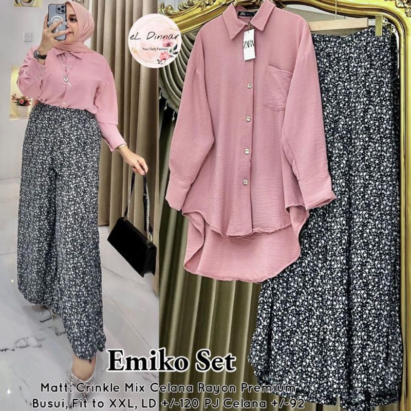 handayanishop26 || EMIKO SET CRINKLE SETELAN CELANA KULOT CRINKLE ONESET CELANA KULOT SETELAN CELANA