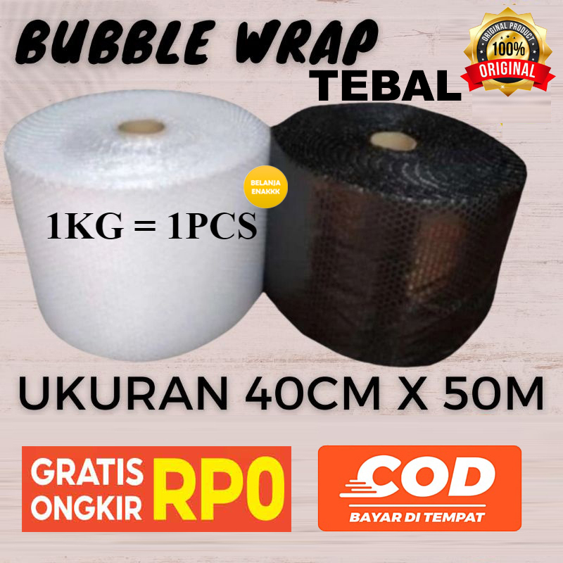 

Bubble Wrap Hitam Bening 40cm x 50 m / 30cm x 50m/ 25cm x50 m Murah
