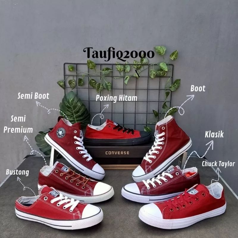 Converse All Star Sepatu Pria Wanita Kombinasi Warna Merah Marron Best Quality