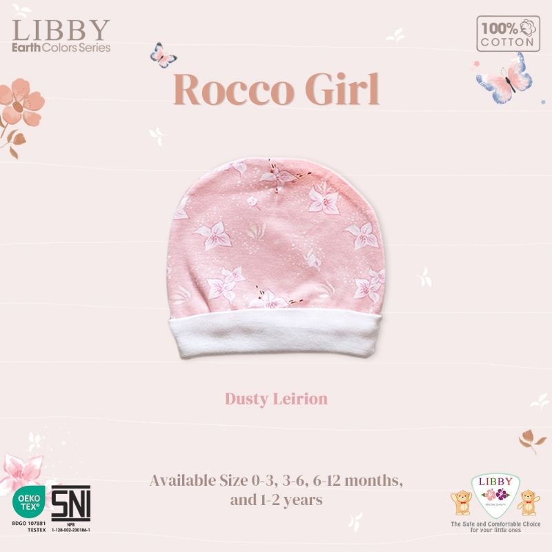 topi bayi LIBBY Little missy dan Motif full print girl /perlengkapan bayi