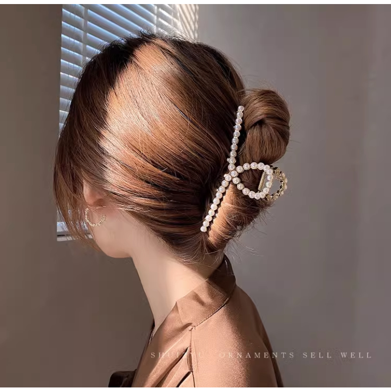 JWL Jepit Model Wavy Line Jepitan Rambut Wanita Ala Korea Cepol Rambut Panjang Perempuan Bahan Alloy / Acrylic Doff Premium Frech Style Mutiara Modern Pesta Casual Elegan Hair Clamps Claw